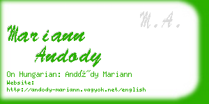 mariann andody business card